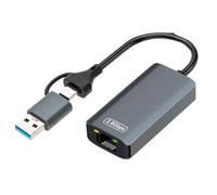 NONDK Adaptador Ethernet RJ45 2.5G USB 3.0/Tipo-C A LAN, Concentrador Convertidor de 2500 Mbps para 7/8/10 para PC y Portátil