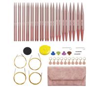 NONDK Agujas de Crochet Intercambiables de Aluminio, Agujas de Tejer Circulares, Juego de Hilo para Tejer, Herramientas para Tejer, Kit de Tejido C