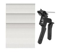 NONDK Alicates para Bridas de Acero Inoxidable, Herramienta Especial para Sujetar y Cortar Bridas de Metal, Con 150 Bridas para Cables de 11,8 Pulgadas
