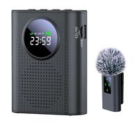 NONDK Amplificador de Voz con Micrófono Lavalier Inalámbrico. Amplificador de Voz Inalámbrico con Micrófono Lavalier. Altavoz Portátil, PA con Pantalla LED para Profesores y Guías Turísticos.