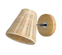 NONDK Apliques de Pared de Ratán Retro, Decoración Tejida A Mano, Lámpara de Pared LED