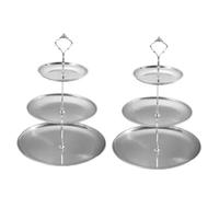 NONDK Bandeja de Acero Inoxidable de Múltiples Placa de Postre de Fruta Placa de Merienda Placa de Visualización Cupcake Rack de Plata