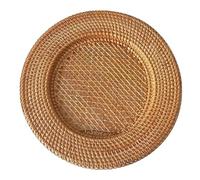 NONDK Bandeja para Servir Pan y Bocadillos de 13 Pulgadas Hecha A Mano de Ratán Natural, Redonda, Decorativa, para Mesa.