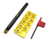 NONDK Barra de Mandrinado de Roscado de Torno de 1/2 Pulgada con 10 Piezas 16IR AG60 Insertos de Torneado de Carburo de Roscado Interno y Llave Inglesa T15