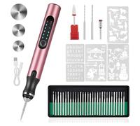 NONDK Bolígrafo de Grabado Eléctrico con 37 Puntas, Máquina de Grabado Inalámbrica Recargable por USB, Grabador Rotativo Portátil para Bricolaje