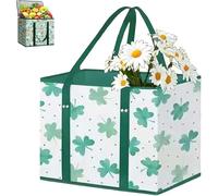 NONDK Bolsas de Supermercado Reutilizables, Bolsa de Picnic Plegable No Tejida de Gran Capacidad, Base Reforzada con Asas C