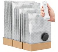 NONDK Bolsas de Vacío para Viajes con Bomba de Aire Recargable, Paquete de 15 Bolsas de Compresión y Almacenamiento de Viaje, para Ropa, Ropa de Cama