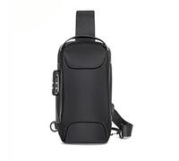 NONDK Bolso Bandolera Antirrobo con Carga USB, Resistente Al Agua y con Cerradura, Mochila Portátil para el Pecho, Color Negro