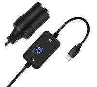 NONDK Cable Adaptador Convertidor de de Encendedor de Coche de 5 V A 12 V CC, Tipo C A USB-C de 12 V