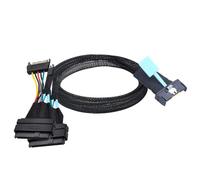 NONDK Cable Adaptador de Servidor Slimline SAS MCIO 8i 74P A Dual SFF 8639 con Cable de Datos de Alimentación Macho de 15P de 0,8 M