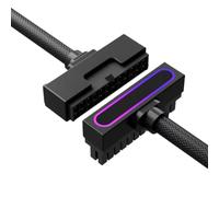 NONDK Cable de Extensión ATX24PIN de una Línea ARGB Sync, Curva Lateral de 90 Grados, Cable de Fuente de Alimentación de 30 Cm, Conexión de Extensión de Alimentación de Computadora A