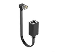 NONDK Cable de Extensión Ethernet Cat7 de 15 Cm, 10G RJ45, Adaptador Cat7 Macho A Hembra de 90° para PC, Portátil, Cable Ethernet Negro