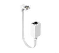 NONDK Cable de Extensión Ethernet Cat7 de 15 Cm, 10G RJ45, Adaptador Cat7 Macho A Hembra de 90° para PC, Portátil, Cable Ethernet