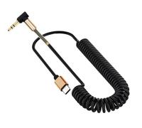NONDK Cable de Extensión USB-C en Espiral de Resorte A 90 Grados de 3,5 mm para Auriculares, Conector Auxiliar de Audio, Estéreo, para Coche, para Smartphone.