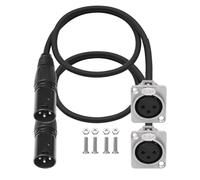 NONDK Cable de Paso XLR de 2 Unidades, Caja de Escenario, Conector XLR Macho A Hembra Tipo D de 3 Pines para Panel de Conexión, Caja de Suelo para Audio.