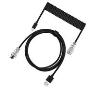 NONDK Cable en Espiral para Teclado Mecánico, Adaptador USB Tipo C, Cable de Carga para Teléfono, Conectores de Aviación, Cable para PC de Escritorio, Color Negro
