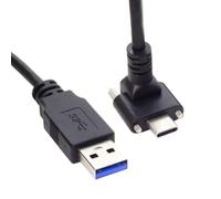 NONDK Cable USB 3.1 Tipo-C con Ángulo hacia Arriba y hacia Abajo, con Doble Bloqueo de Tornillo A Cable de Datos USB 3.0 Estándar. Cable de Datos USB 3.0 Estándar.