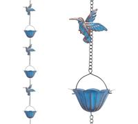 NONDK Cadena de Lluvia, Cadena de Lluvia Exterior con Forma de Colibrí y Copa, Colgante de Cadena de Lluvia Vintage, Decoración para Aleros de Jardín