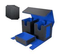 NONDK Caja de Almacenamiento de Tarjetas para Más de 200 Tarjetas, Estuche para Mazos de Cartas, Organizador de Tarjetas con 4 Divisores Azul