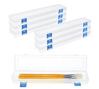 NONDK Caja de Almacenamiento Pinceles Pintura Plástico, Soporte para Pinceles de Pintura Transparente 13 Pulgadas, Contenedor Bolígrafos de Dibujo con Hebilla Pintura Plástica, 6 Uds