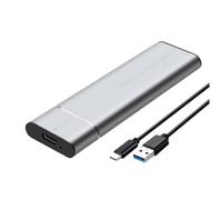 NONDK Caja de Disco Duro Móvil Sólido M.2 con Protocolo SATA NGFF, M.2 A USB3.2 Gen1 Type-C 5Gbps, Color Plateado.