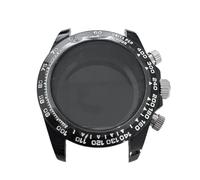 NONDK Caja de Reloj de 39 mm Caja de Cristal de Zafiro para Cajas de Movimiento de Cuarzo VK63 Accesorios para Relojes Portátiles-Negro