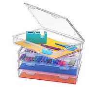 NONDK Cajas Organización de manualidades, Claridad, Espaciosa, 32.5x23.5x5 | Material plástico grueso que soporta peso; tapa con solapa para acceso fácil y protección polvo.