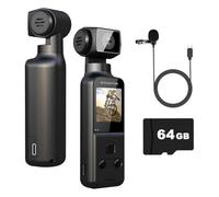 NONDK Cámara Corporal 4K con Micrófono Externo, Mini Cámara Digital de Bolsillo con WiFi para Deportes Al Aire Libre, Ciclismo, Viajes y Acción (64 GB)