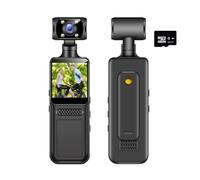 NONDK Cámara de Acción de Bolsillo 4K, Videocámara Deportiva HD con Rotación de 180°, Minicámara WiFi, Cámara Deportiva Portátil de 64 GB.