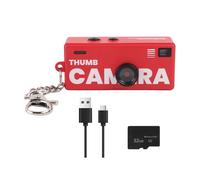 NONDK Cámara de con Minicámara de Acción Retro de 32 GB, 0,96 Pulgadas, Compatible con Tarjeta de Memoria, 1080P, Pequeña Videocámara, Grabadora de Video, Color Rojo