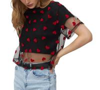 NONDK Camiseta Corta de Algodón Y2K de Dos Piezas con Diseño de Patchwork de y Bloques de Color para Mujer Negro S/M
