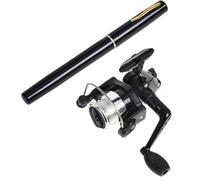 NONDK Caña de Pescar Telescópica Compacta, Portátil y Ligera, con Forma de Bolígrafo y Carrete, Ideal para Viajes y Pesca Informal, Color Negro.