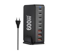 NONDK Carga Rápida de 600 W para Escritorio, Cargador GAN Quick PD, 8 Puertos USB Tipo C, Base de Carga para Teléfono Móvil, Portátil, PC, Enchufe de la UE