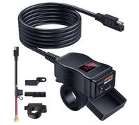 NONDK Cargador USB para Motocicleta, USB Dual Tipo C PD y Carga Rápida 3.0, Cargador de Teléfono para Motocicleta con Voltímetro e Interruptor de Encendido/Apagado