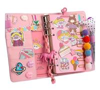 NONDK Carpeta de Diario Kawaii Cuaderno A6 Planificador de Anillas Notepad de PU Diario Cuaderno de Notas Cuadrícula Horizontal Estudiante DIY Regalo para Niñas