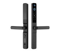 NONDK Cerradura de Puerta Inteligente con Cámara, Tuya, WiFi, Huella Dactilar, RFID, Acceso con Contraseña, Timbre de Seguridad Deslizante con Mirilla, 3585 Deslizante.