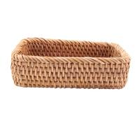 NONDK Cesta de Mimbre de RatáN Rectangular Tejida una Mano, Té de Frutas, Aperitivo, Pan, Picnic, Caja de Almacenamiento de CosméTicos, Utensilios de Cocina para el Hogar-S