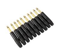 NONDK Chapado en 10Pcs Plug Mono Professional 2 6.35 Mm 6.5Mm Jack Estéreo Enchufe 6.35Mm Jack Negro