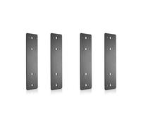 NONDK Conectores de Poste A 4 Piezas, Placa de Acero Recta, Soporte en Forma de I de Placa de Reparación, Correa I con Recubrimiento de Polvo Negro