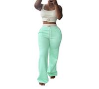 NONDK Conjunto de Dos Piezas Informal con Pantalones Holgados de Cintura Doble y Bloques de Color para Mujer. Verde Esmeralda M