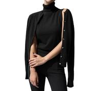 NONDK Conjuntos de Cárdigan para Mujer: 2 Piezas, Larga, Top Tipo Encogimiento de Hombros, Cárdigan Corto y Chaleco. Conjunto Negro L