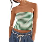 NONDK Conjuntos de Verano para Mujer, Conjuntos de Dos Piezas para Estar en Casa, Top y Pantalón de Tubo A Rayas, Conjuntos A Juego para Vacaciones en la Playa Rayas L