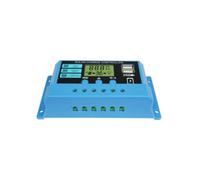 NONDK Controlador de Carga Solar PWM de 30 A, Regulador Fotovoltaico de 12 V y 24 V, Puertos USB Duales, Cargador de Baterías de Litio-Hierro-Lifepo4, Estabilizadores