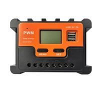 NONDK Controlador Solar de 20 A, 12 V, 24 V, Regulador PWM Automático con Pantalla LCD y USB para Paneles Solares, Cargadores de Baterías Fotovoltaicas y Luces