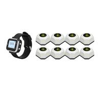 NONDK de Buscapersonas Inalámbrico para Restaurantes con 8 Botones de Llamada + 1 Receptor de Reloj Pulsera para Camareros. Llamada para Bares, Cafeterías, Hoteles, UE.