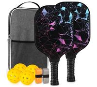 NONDK de Pickleball, Juego de Pickleball de Fibra de Vidrio con 2 Paletas de Pickleball, 4 Bolas de Pickleball, 1 Bolsa de Transporte Portátil