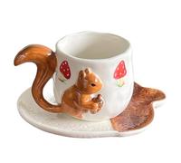 NONDK de Porcelana con Relieve de Ardilla, de Café, de Flores, de Té de la Tarde, de Jugo de Frutas. A