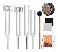 NONDK Diapasones para Sanación (128 Hz, 136,1 Hz, 256 Hz, 384 Hz) Diapasón con Martillo de Reflejos, Portátil en de, Sonido.