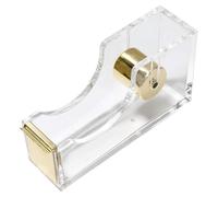 NONDK Dispensador de Cinta Adhesiva de Escritorio con Cortador y Cinta, Núcleo de 1 Pulgada, Acrílico Transparente Dorado.