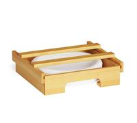 NONDK Dispensador de Platos de Papel de Bambú de 9/10 Pulgadas - Soporte Debajo del Gabinete y Encimera para Carritos de Cocina para Platos Universal A